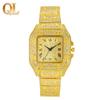 Relógio Masculino, Modelo Popular de Comércio Exterior, Formato Quadrado com Cravação Total de Diamantes, Relógio de Quartzo de Vidro Moderno e Mais Vendido Transfronteiriço, Relógio de Pulso Simples