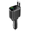 Cargador de Coche con Pantalla Digital y Cable Retráctil, Cargador Rápido para Coche PD, Carga Súper Rápida, Adaptador de Encendedor de Cigarrillos Cinco en Uno, Transfronterizo