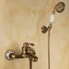Barra Elevadora Antigua para Ducha Grifo de Baño Juego de Ducha Sencillo Calentador de Agua para Baño Soporte para Ducha de Mano Estilo Europeo de Cobre