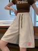 Pantalones Cortos Casuales de Algodón Lavado para Herramientas Verano Delgados Pequeños Deportivos Cintura Alta Adelgazantes Pierna Ancha