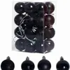 24 Enfeites de Bola Quadrada para Árvore de Natal Brilho Fosco Bola com Glitter Plástico Colorido de Natal Misturado 3CM 4CM