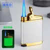 045 Potente Chorro Recto Inflable A Prueba de Viento Encendedor Metálico Llama Azul Encendido Electrónico por Pulsación Venta al por Mayor