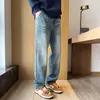 Calça Jeans Masculina Reta Solta Tendência Marca 2026 Nova Calça Retro Americana High Street Casual Longa Estilo Primavera e Outono