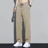 Pantalones de seda de hielo para hombre, de verano, finos, sueltos, rectos, con cintura holgada, de secado rápido, deportivos e informales.