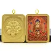 Caixa Dourada de Thangka do Xizang Oito Budas Guardiões Buda do Nascimento Pingente Estilo Étnico Pingente de Thangka Portátil Atacado