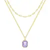 Collar Cuadrado de Circonita Europeo y Americano, Cadena de Clavícula Multicapa de Cobre, Accesorio Sencillo para el Día a Día para Mujeres 2025