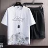 Verão Moda Masculina Nova Moda Marca Ice Silk terno Ins Casual Verão All-match Adolescente Dos Homens Camiseta Solta
