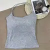 Camiseta Regata Feminina de Algodão Puro com Bojo, Costas Cruzadas Finas, Sexy, Versátil, Estilo Doce Picante, Coleção Primavera/Verão 2025