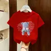 Verão Novo Tendência Estiloso Algodão Puro Manga Curta Top para Meninas Bebês Crianças Coreano Casual Pequenos e Médios Roupas Infantis