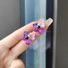 Rosa Humo Morado Atmósfera Morado Cristal Incrustado Flores Acrílicas Súper Hada Suave Nicho Diseño Pendientes Simples