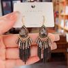 Pendientes de borla larga de estilo étnico bohemio para mujer, hechos a mano, con circonitas retro exageradas, de alta calidad