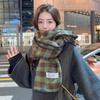 Lenço Xadrez Retrô Versátil Estilo Coreano Ins para Meninas Inverno Novo Espessado Quente Pescoço Outono e Inverno Xale Xadrez