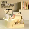 Caja de Almacenamiento de Escritorio Cesta de Almacenamiento Giratoria Estilo Crema Vestidor Dormitorio Joyería Brochas de Maquillaje Portalápices Marco de Almacenamiento Giratorio