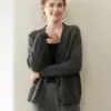 Cardigan Tricotado de Cashmere Macio e Fashionável para Mulheres, Espesso, Solto, Estilo Preguiçoso, Gola V, Manga Longa, Jaqueta Suéter