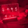 Base Luminosa de Tira Larga de Madera Maciza Tablero de Notas Acrílico Adorno de Luz Nocturna Pizarra de Escritura con Luz de Madera Graffiti Borrable