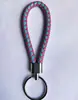 Chaveiro de corda de couro acessórios de chaveiro trançados chaveiro de metal argola de chaveiro pingente de chave de carro acessórios de bolsa