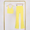 Conjunto de Chaleco Lulu U y Pantalones Acampanados, Ajustado con Cuello Alto, Cremallera Dorada Elástica, Conjunto para Fitness Yoga