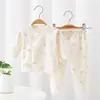 Conjunto de Ropa de Otoño para Bebé y Pantalones Largos Tipo Algodón Puro Ropa Interior para Recién Nacidos Abierto de Velcro Traje de Monje para Bebé Conjunto de Dos Piezas