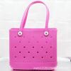 Bolso de Mano para Viaje de Moda Europea y Americana Transfronteriza, Bolso Bandolera de Eva, Bolso de Playa, Cesta Estampada, Bolsa de Agujeros en Stock