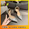 Tacones Plateados de Tacón Alto para Mujer Estilo Coreano con Moño, Regalo para Adultos, Elegantes Zapatos de Boda con Lentejuelas y Cristales de Punta Fina, Estilo Chanel