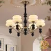 Luminária de sala de estar em estilo retrô francês de luxo leve, novo modelo 2026, madeira maciça de alta qualidade, lustre de designer todo em cobre para quarto