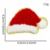 Parche bordado para toalla con borde dorado navideño, decoración festiva de muñeco de nieve y reno para ropa y bolsos, parche termoadhesivo, parche bordado por computadora