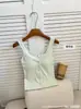 1062 Camisola Estilo Coreano/Francês Primavera/Verão com Bojos para Meninas Jovens, Design Casual com Botões, Peça Dupla Falsa, Lindo Top Costas