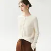 Cardigã de malha clássico com gola redonda, barra dobrada, mistura de cashmere, mangas raglan, amigável à pele, peça de outer wear de caimento solto para mulheres, nova coleção de outono 2026