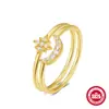 Novo Anel de Noivado de Prata Esterlina S925 com Diamante de Lua Celebridade da Internet Coreana Peça de Mão de Anel de Casamento de Uso Diário de Alta Qualidade