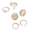 Anillo Hip Hop Estilo Frío Europeo y Americano Juego de Seis Piezas Personalizado Anillo Celebridad de Internet Anillo de Dedo Cadena Irregular Rosa para Mujer