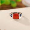 Un Ciervo Plata Esterlina S925 Cera de Abejas Pimiento Sangre Vintage Moda Antigua Cloisonné Ruyi Anillo Cuadrado Anillo Trenzado