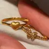 Anillo Vintage Dream Retro Hielo Triturado Mariposa para Mujer Corazón Abierto Cepillado Oro Imitación Abierto Wholesale