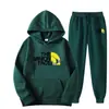 Conjunto de Moletom com Capuz e Calça de Moletom Forrado com Lã Y2K para Casais, Roupas Masculinas Transfronteiriças, Conjunto Casual Esportivo de Duas Peças Unissex Europeu e Americano