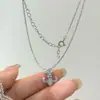 Colar Dupla Face Usável Flor de Íris com Diamantes Inteiros em Prata de Lei S925 Corrente de Clavícula Feminina Estilo Europeu e Americano de Luxo Leve Versátil