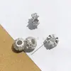 6 Aleación Zirconia Incrustada Cuentas Espaciadoras Accesorios Forma de Llanta Ágata Redonda Cristal Pulsera DIY Joyería Mayoreo