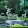 Escultura de metal de paisaje del distrito inmobiliario de la ciudad, producción de acero inoxidable, escultura de ciervo de cristal de platino hueco
