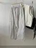 Pantalones Cargo de Retazos Estilo Deconstruido de Moda para Mujer Otoño Versión Coreana Adelgazantes de Cintura Alta Pierna Ancha Pantalones Cimitarra Dobladillo Enrollado Casual Largos