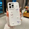 Capa de Celular Fosca Duas em Uma com Coração Laser de Pérola Tridimensional Adequada para Iphone1716Promax Capa Protetora