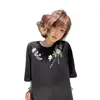 ¡Bordado! Camiseta bordada de manga corta para mujer, Marca de moda urbana de tendencia, Conjunto bordado para pareja, Top de nuevo estilo, Manga corta de marca de tendencia estilo americano