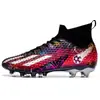 Chuteiras de Cano Alto Transfronteiriças para Crianças, Sapatos de Treinamento de Competição com Travas Longas e Multicravos para Meninos e Meninas, Chuteiras de Futebol para Jovens