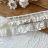 Encaje de Algodón de Alta Gama Importado Borde Elástico con Volantes Adorno para Ropa de Muñeca Accesorios Tela Elástica Ropa
