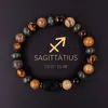 12 Pulseiras de Signos do Zodíaco Acessórios de Joalheria Transfronteiriços Capricórnio Touro Pedra Olho de Tigre Pedra Natural Pulseiras dos Doze Signos do Zodíaco