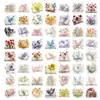 56 Peças de Livros de Aquarela de Compra Direta Transfronteiriça e Adesivos Florais, Decoração Artística, Livros Ilustrados Vintage, Adesivos de Material Vegetal