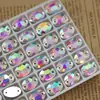 Cristales de Vidrio Ab Blancos y de Colores Cosidos a Mano con Agujeros, Forma Redonda de Gota de Agua, Cristales Decorativos Brillantes para Ropa, Vestidos de Boda, Etc.