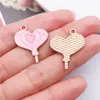 Día de San Valentín Copa de Vino Roja y Rosa con Forma de Corazón Accesorios para Joyería DIY Pendientes Pulsera Llavero Colgante de Aleación