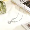 Amor Anel Duplo Colar de Aço Titânio Feminino 18K Ouro Luz Luxo Nicho Design Sentindo-se Elegante Internet Celebridade Clavícula Cadeia Acessórios