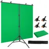 Soporte de fondo en forma de T hecho de aleación de aluminio, ajustable y plegable para fotografía de transmisión en vivo, soporte de fondo de pantalla verde portátil