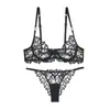 Lingerie sexy europeia e americana estilo francês, sutiã de renda bordada, minimiza seios grandes, previne flacidez, conjunto de sutiã e calcinha para mulheres