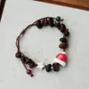 Pulsera de Grano de Café de Cerámica Jingdezhen, Refrescante y que no se decolora, Joyería de Alta Gama para Mujer, Accesorio Versátil de Nuevo Estilo Chino, Mayoreo