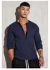 Código europeo 2025 comercio exterior transfronterizo para hombre primavera y otoño deportes fitness ocio cuello alto elástico color sólido manga larga cuello en V POLO